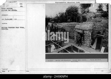 Tranchées britanniques près d'Ypress, Belgique. Collection de photographies de la première Guerre mondiale, 1914-1918 qui décrivent les activités militaires des forces armées et du personnel britanniques et d'autres nations pendant la première Guerre mondiale Banque D'Images