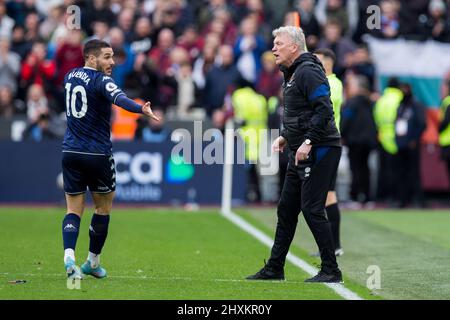 LONDRES, ROYAUME-UNI. 13th MARS David Moyes, de West Ham, se plaint lors du match Premier League entre West Ham United et Aston Villa au London Stadium, Stratford, le dimanche 13th mars 2022. (Credit: Federico Maranesi | MI News) Credit: MI News & Sport /Alay Live News Banque D'Images