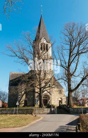 Église protestante de Petershagen-Frille. Construit en 1910-1911. Banque D'Images