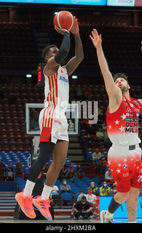 Forum Mediolanum, Milan, Italie, 13 mars 2022, Corey Davis Jr (Allianz Pallacanestro Trieste) pendant AX Armani Exchange Milano vs Allianz Pallacanestro Trieste - Championnat italien de basket-ball A série Banque D'Images