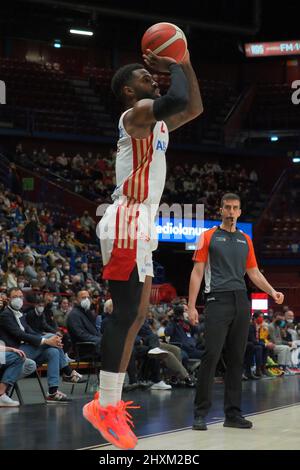 Forum Mediolanum, Milan, Italie, 13 mars 2022, Corey Davis Jr (Allianz Pallacanestro Trieste) pendant AX Armani Exchange Milano vs Allianz Pallacanestro Trieste - Championnat italien de basket-ball A série Banque D'Images