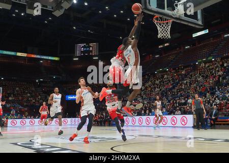 Milan, Italie. 13th mars 2022. Corey Davis Jr (Allianz Pallacanestro Trieste) pendant AX Armani Exchange Milano vs Allianz Pallacanestro Trieste, Italian Basketball A Serie Championship à Milan, Italie, mars 13 2022 crédit: Independent photo Agency/Alay Live News Banque D'Images