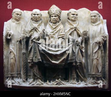 Décharge par funérage. Attribué à Gil de Morlanes 'le vieil homme'. De St Maria de Poblet, Tarragone. 15th siècle. Albâtre. Musée Frédéric Marés. Bar Banque D'Images