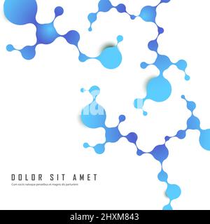 Atomes et structure moléculaire avec des particules sphériques reliées en bleu. Illustration vectorielle chimique et médicale et technologique Illustration de Vecteur