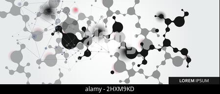 Résumé vectoriel avec molécules de connexion, atomes et arrière-plan d'ADN Illustration de Vecteur