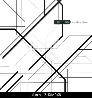 Lignes aléatoires chaotiques sur fond blanc avec texture géométrique abstraite Illustration de Vecteur