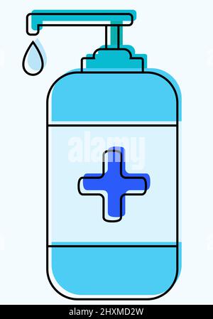 Illustration du vecteur du flacon de solution désinfectante. Gel liquide antiseptique Illustration de Vecteur