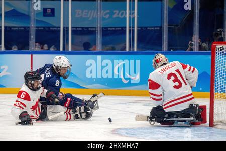 Pékin, Hebei, Chine. 13th mars 2022. Équipe USA Beats Canada pour l'or, Beijing 2022 Jeux paralympiques de hockey sur glace. (Image de crédit : © Mark Edward Harris/ZUMA Press Wire) Banque D'Images