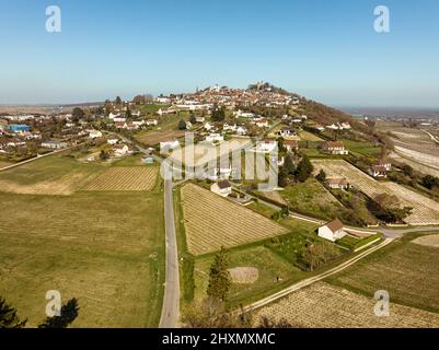 Belles collines de Sancerre et son vignoble. Banque D'Images