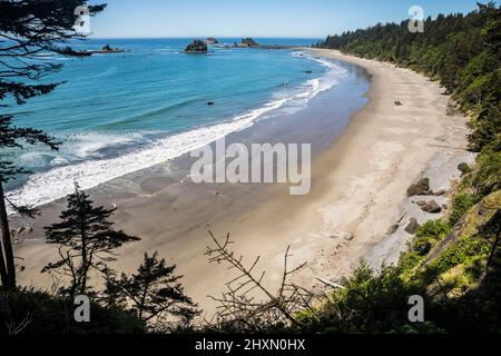 La plage au sud de Toleak point sur la côte sud de la bande côtière du parc national olympique, Washington, Etats-Unis. Banque D'Images