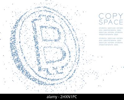 Résumé géométrique cercle point molécule modèle de particules Bitcoin forme de crypto-monnaie, technologie VR blockchain concept bleu couleur illustration isoler Illustration de Vecteur