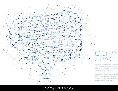 Forme de l'intestin Résumé cercle géométrique point pixel motif, science médicale concept d'organe dessin de couleur bleue illustration isolée sur fond blanc Illustration de Vecteur