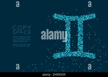 Résumé motif étoile forme du signe Gémeaux zodiac, constellation d'étoiles concept design bleu illustration isolée sur fond bleu foncé avec copie s. Illustration de Vecteur