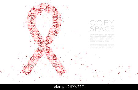 Résumé géométrique cercle dot molécule particule VIH Rouge ruban forme, technologie VR Charité Journée mondiale du SIDA concept design noir couleur illustration iso Illustration de Vecteur