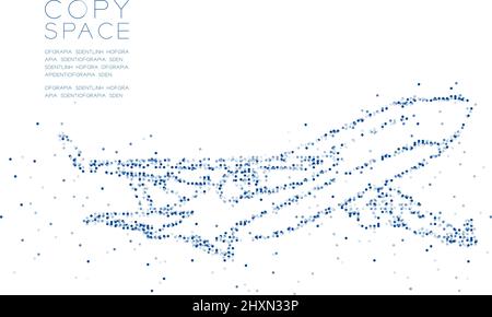 Résumé géométrique cercle dot molécule particule forme d'avion, VR technologie concept de transport design noir illustration de couleur isolée sur blanc Illustration de Vecteur