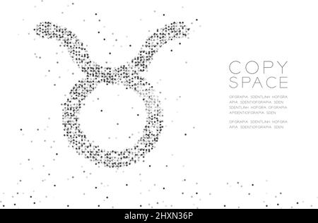 Résumé géométrique cercle point pixel motif Taurus Zodiac signe forme, constellation d'étoiles concept design noir illustration couleur sur fond blanc W Illustration de Vecteur