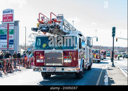 Worcester Fire Department St. Patrick's Day Parade, Worcester, Massachusetts, 13 mars 2022 Banque D'Images