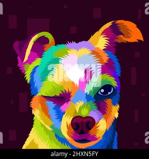 illustration tête de chien colorée avec style pop art Illustration de Vecteur