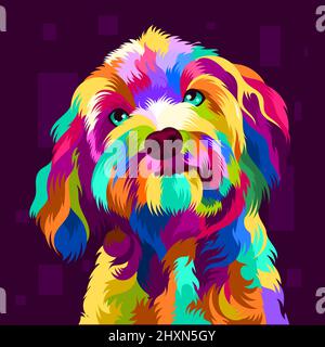 illustration tête de chien colorée avec style pop art Illustration de Vecteur