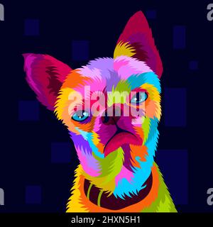 illustration tête de chien colorée avec style pop art Illustration de Vecteur
