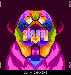 illustration tête de chien colorée avec style pop art Illustration de Vecteur