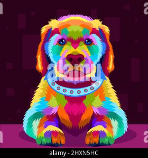 illustration tête de chien colorée avec style pop art Illustration de Vecteur