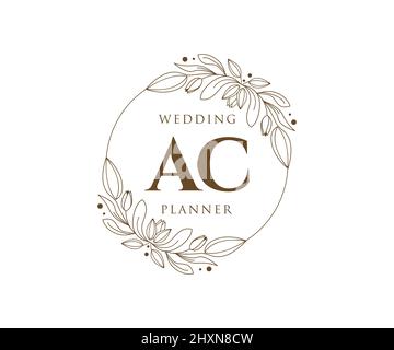 AC initiales lettre mariage monogramme collection de logos, dessin à la main moderne minimaliste et modèles floraux pour cartes d'invitation, Save the Date, élégant Illustration de Vecteur