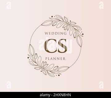 CS initiales lettre mariage monogramme logos collection, dessin à la main moderne minimaliste et modèles floraux pour cartes d'invitation, Save the Date, élégant Illustration de Vecteur