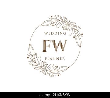 FW initiales lettre mariage monogramme logos collection, dessin à la main moderne minimalistes et modèles floraux pour cartes d'invitation, Save the Date, élégant Illustration de Vecteur