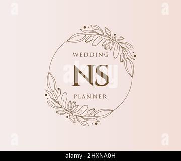 NS initiales lettre mariage monogramme collection de logos, dessin à la main moderne minimaliste et modèles floraux pour cartes d'invitation, Save the Date, élégant Illustration de Vecteur