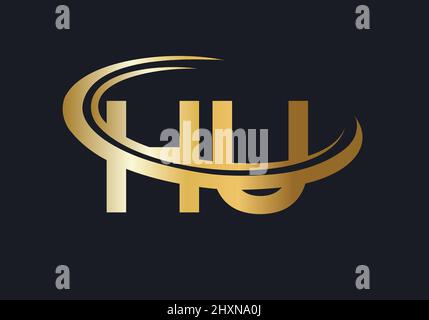 Premier monogramme lettre HU logo Design Vector. Modèle de conception du logo HU Illustration de Vecteur