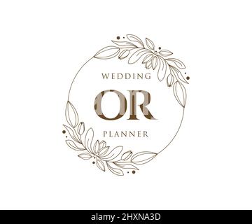 OU lettre initiale mariage monogramme collection logos, dessin à la main moderne minimaliste et modèles floraux pour cartes d'invitation, Enregistrer la date, élégant Illustration de Vecteur