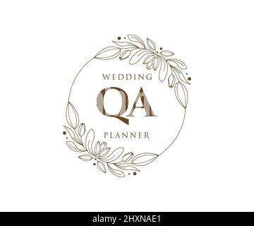 QA initiales lettre mariage monogramme collection de logos, dessin à la main moderne minimaliste et modèles floraux pour cartes d'invitation, Save the Date, élégant Illustration de Vecteur