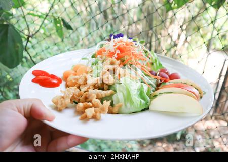 salade de pop de poulet, de fruits et de légumes ou salade de poulet croustillante pour servir Banque D'Images