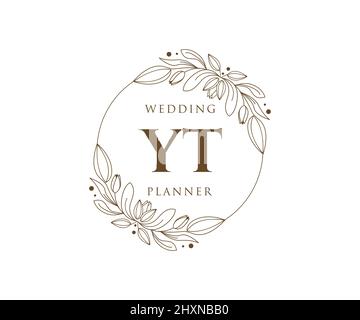 YT initiales lettre mariage monogramme logos collection, dessin à la main moderne minimaliste et modèles floraux pour cartes d'invitation, Save the Date, élégant Illustration de Vecteur