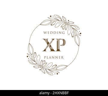 XP initiales lettre mariage monogramme collection de logos, dessin à la main moderne minimaliste et modèles floraux pour cartes d'invitation, Enregistrer la date, élégant Illustration de Vecteur