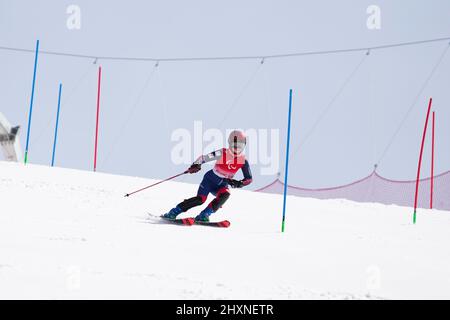 Pékin, Chine. 12th mars 2022. Noriko Kamiyama (JPN), le 12 mars 2022 - ski alpin : course debout 2nd de slalom féminin au Centre national de ski alpin de Yanqing pendant les Jeux paralympiques d'hiver de 2022 à Beijing en Chine. Credit: MA SPORTS/AFLO/Alay Live News Banque D'Images