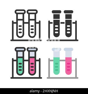 Jeu d'icônes vectorielles colorées de laboratoire de chimie de tube à essai Illustration de Vecteur