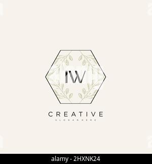 IW lettre initiale logo Fleur modèle Vector Premium Illustration de Vecteur