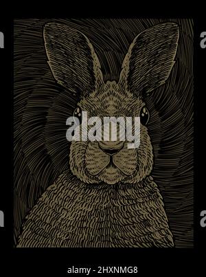 illustration lapin vintage avec style gravure Illustration de Vecteur
