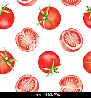 Tomates. Illustration aquarelle. Isolé sur un fond blanc. Pour votre conception. Convient aux livres de cuisine, recettes, tabliers, accessoires de cuisine. Banque D'Images