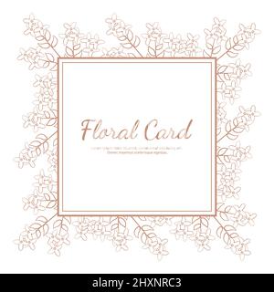 Carte d'invitation à la carte de vœux à motif fleurs et motif Art Line Illustration de Vecteur