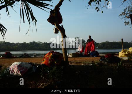 Santiniketan, Bengale-Occidental, Inde. 13th mars 2022. Activités quotidiennes de Dhobi ou lavoir de Santiniketan, Bengale-Occidental, Santiniketan (Credit image: © Samiran Nandy/Pacific Press via ZUMA Press Wire) Banque D'Images