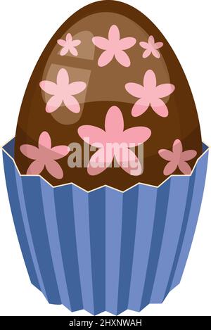 Petit gâteau de Pâques avec œuf en chocolat décoré, muffin. Sucrée, dessert Illustration de Vecteur