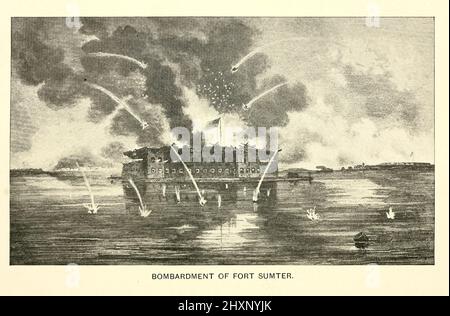 Bombardement du fort Sumter 1861. Fort Sumter est un fort marin construit sur une île artificielle protégeant Charleston, Caroline du Sud contre l'invasion navale. Son origine remonte à la guerre de 1812 lorsque les Britanniques ont envahi Washington par la mer. Elle était encore incomplète en 1861, lorsque la bataille de fort Sumter commença la guerre civile américaine. Il a été gravement endommagé pendant la guerre, laissé en ruines, et bien qu'il y ait eu une certaine reconstruction, le fort tel que conçu n'a jamais été achevé. Du livre ' Angels du champ de bataille : Une histoire des labeurs des frères catholiques à la fin de la guerre civile ' par George Barton, Pub Banque D'Images