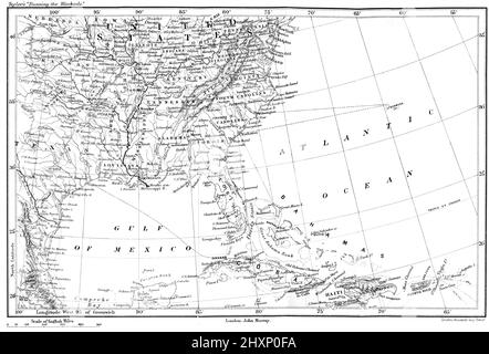 Carte de l'océan Atlantique et du golfe du Mexique du livre « la gestion du blocus. Un récit personnel des aventures, des risques et des évasions pendant la guerre de Sécession ' par Thomas E Taylor, Date de publication 1897 Publisher London, J. Murray Banque D'Images