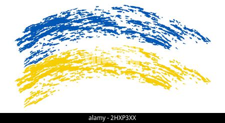 Drapeau Ukraine est dessiné avec la brosse dure, drapeau Ukraine coup de pinceau à la main Illustration de Vecteur