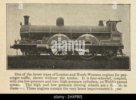 Photographie vintage de Londres et de North-Western Engine pour la circulation des passagers, train à vapeur, 1895, 19th siècle Banque D'Images