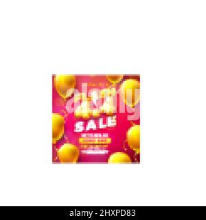 Promotion Business Flash Vente Design avec numéro 3D 4,4 et ballon de partie sur fond rouge. Illustration de l'offre spéciale d'avril 4 de Vector pour coupon Illustration de Vecteur