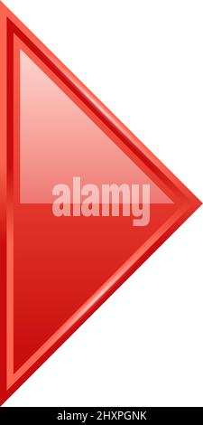 Triangle rouge brillant. Elément de bouton de lecture de l'interface Illustration de Vecteur